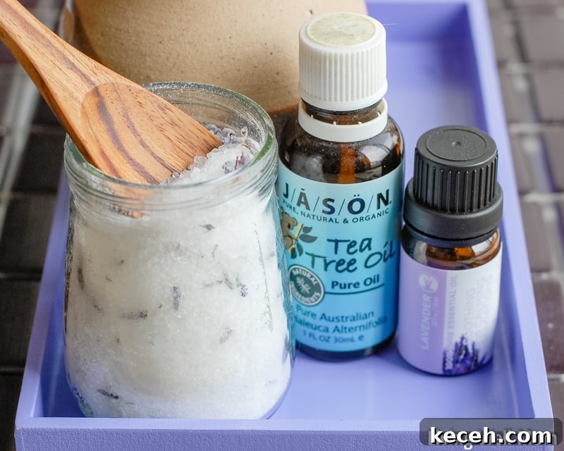 15 Smart Uses for Castile Soap: Home, Cleaning & Personal Care 7 DIY lavender epsom salt foot bath with essential oils