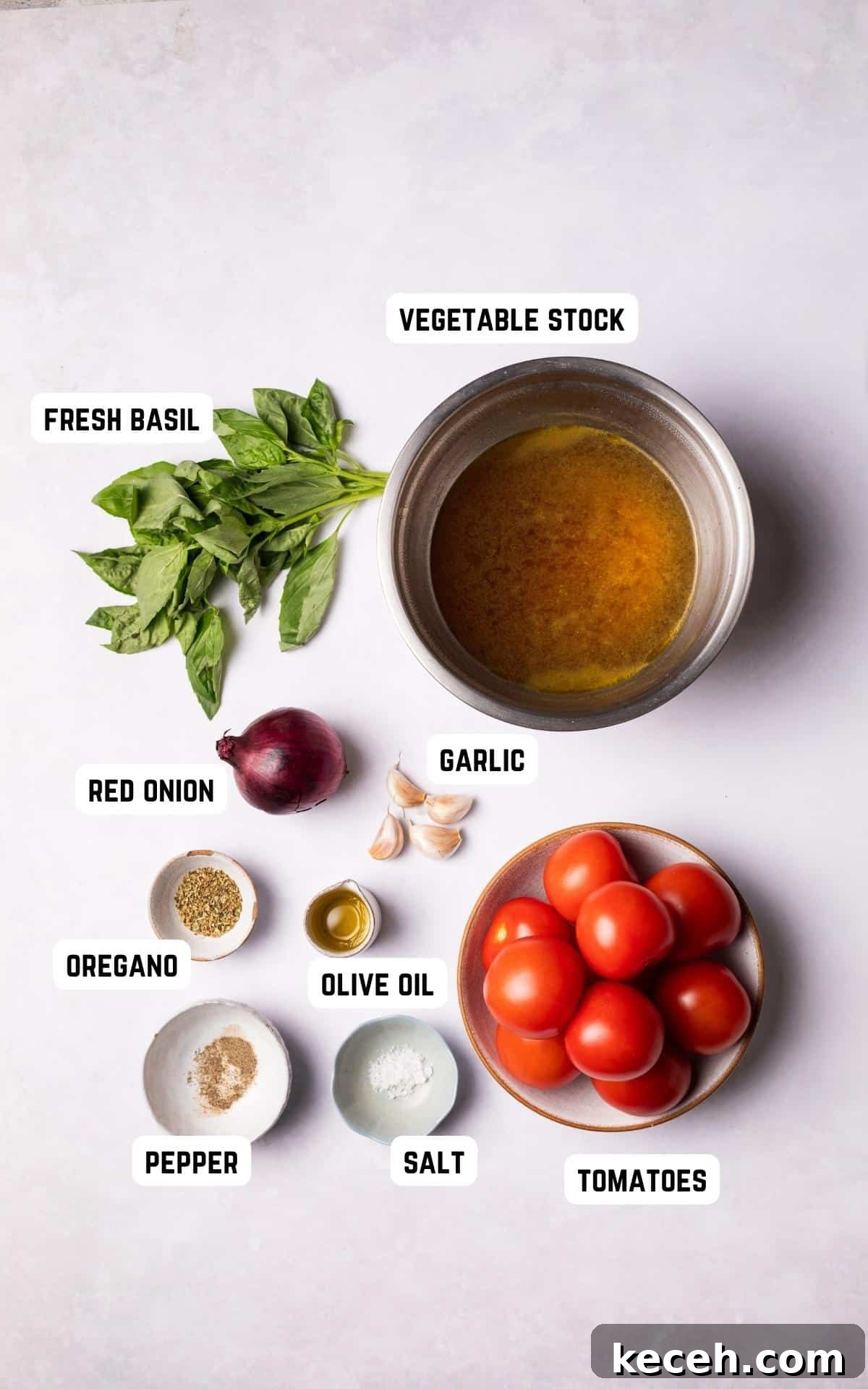Creamy Roasted Tomato Soup Recipe with Garlic and Basil 3 Ingredients to make Roasted Tomato Soup.