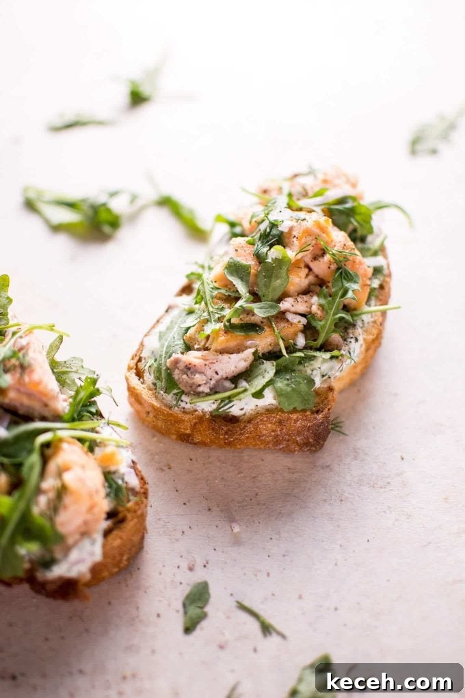 Smoked Salmon Tartine with Lemon-Dill Cream Cheese 5 salmon tartine with fresh dill on a counter