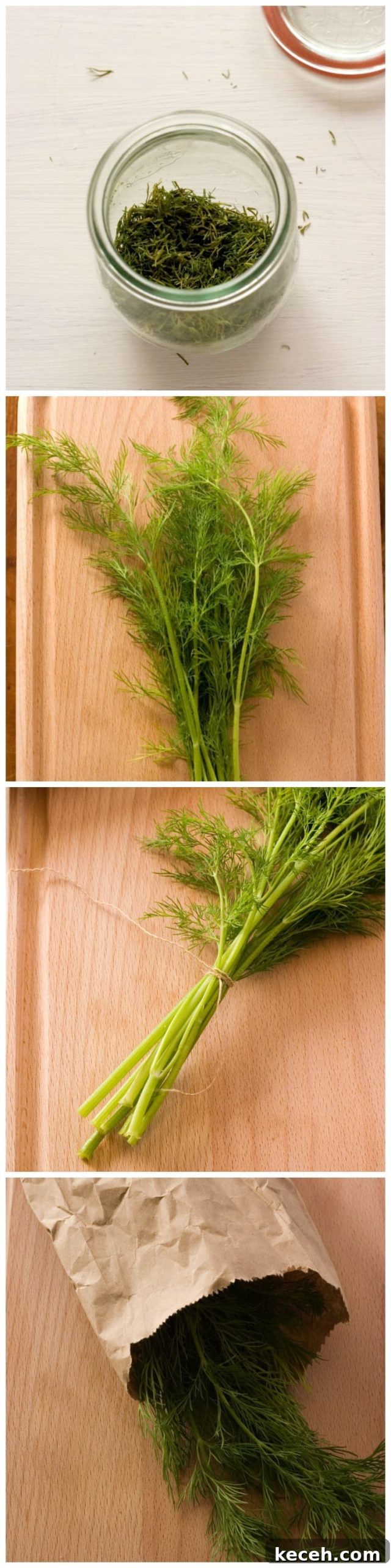 How to Make Dried Herbs at Home - learn a super easy technique and stock up on your favorite dried herbs two ways: air dry and dry in a microwave. Photo collage with steps how to make dried herbs at home.