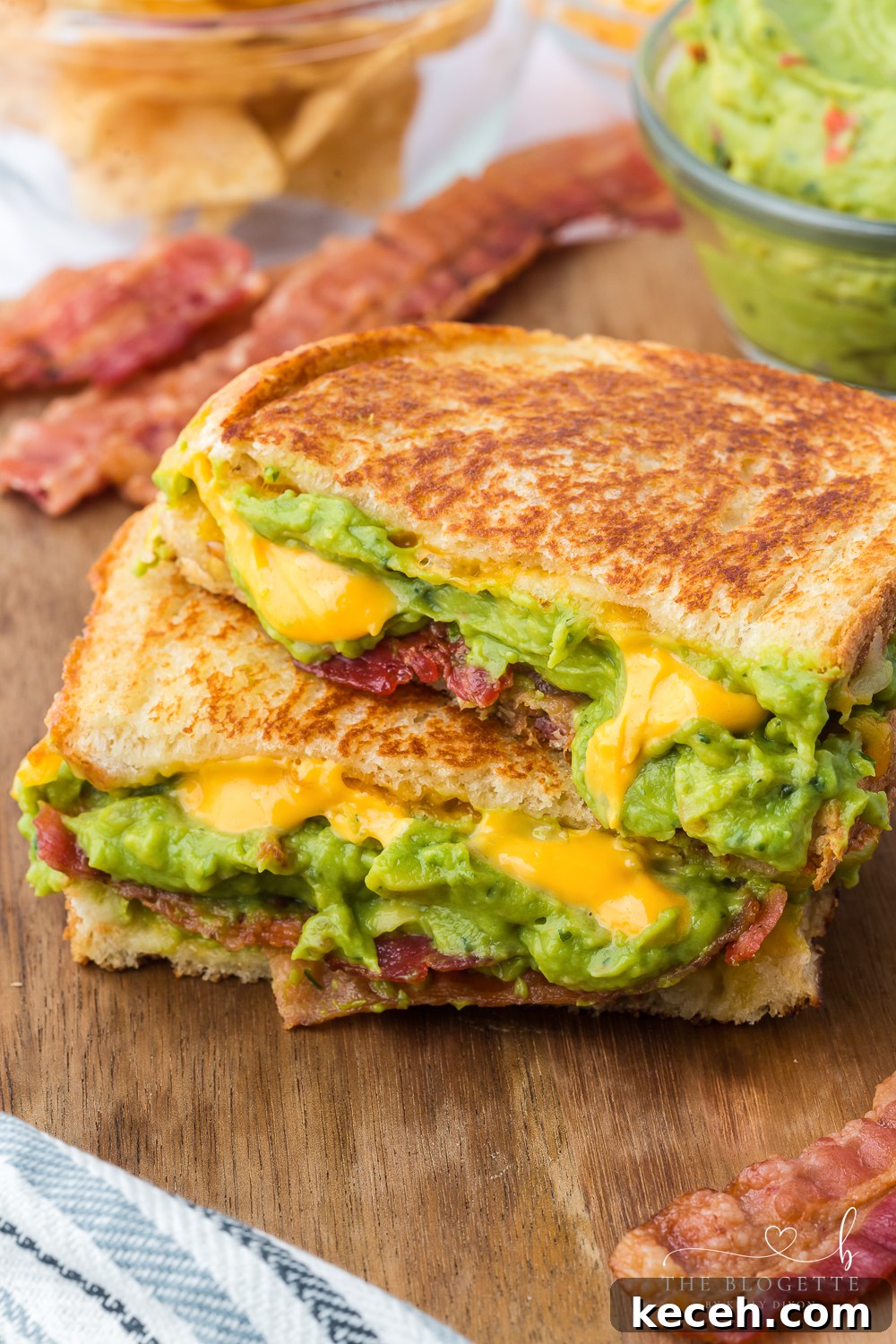 This Bacon Guacamole Grilled Cheese Sandwich has melted cheese, creamy guacamole, bacon, and a surprise crunch!