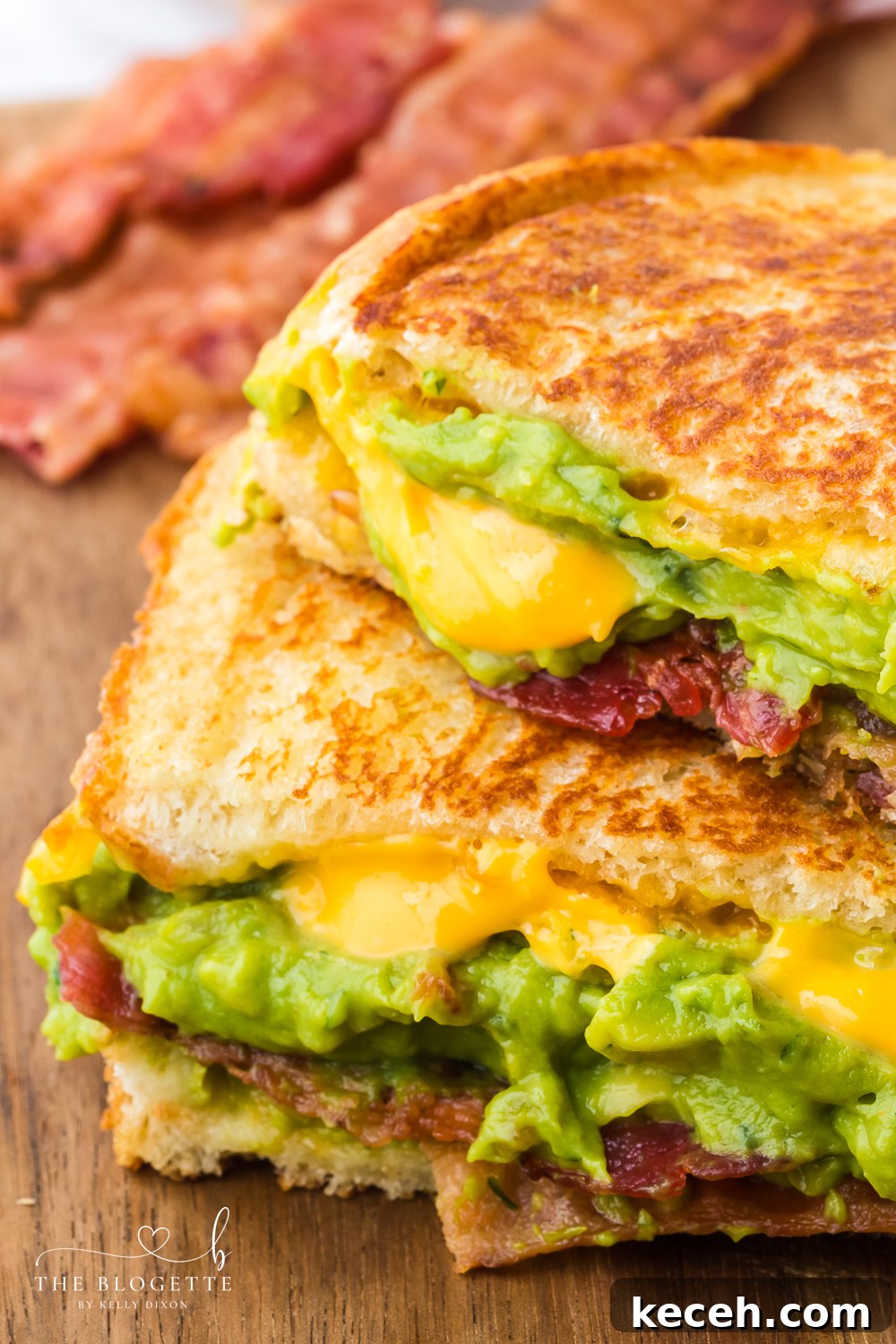 This Bacon Guacamole Grilled Cheese Sandwich has melted cheese, creamy guacamole, bacon, and a surprise crunch!
