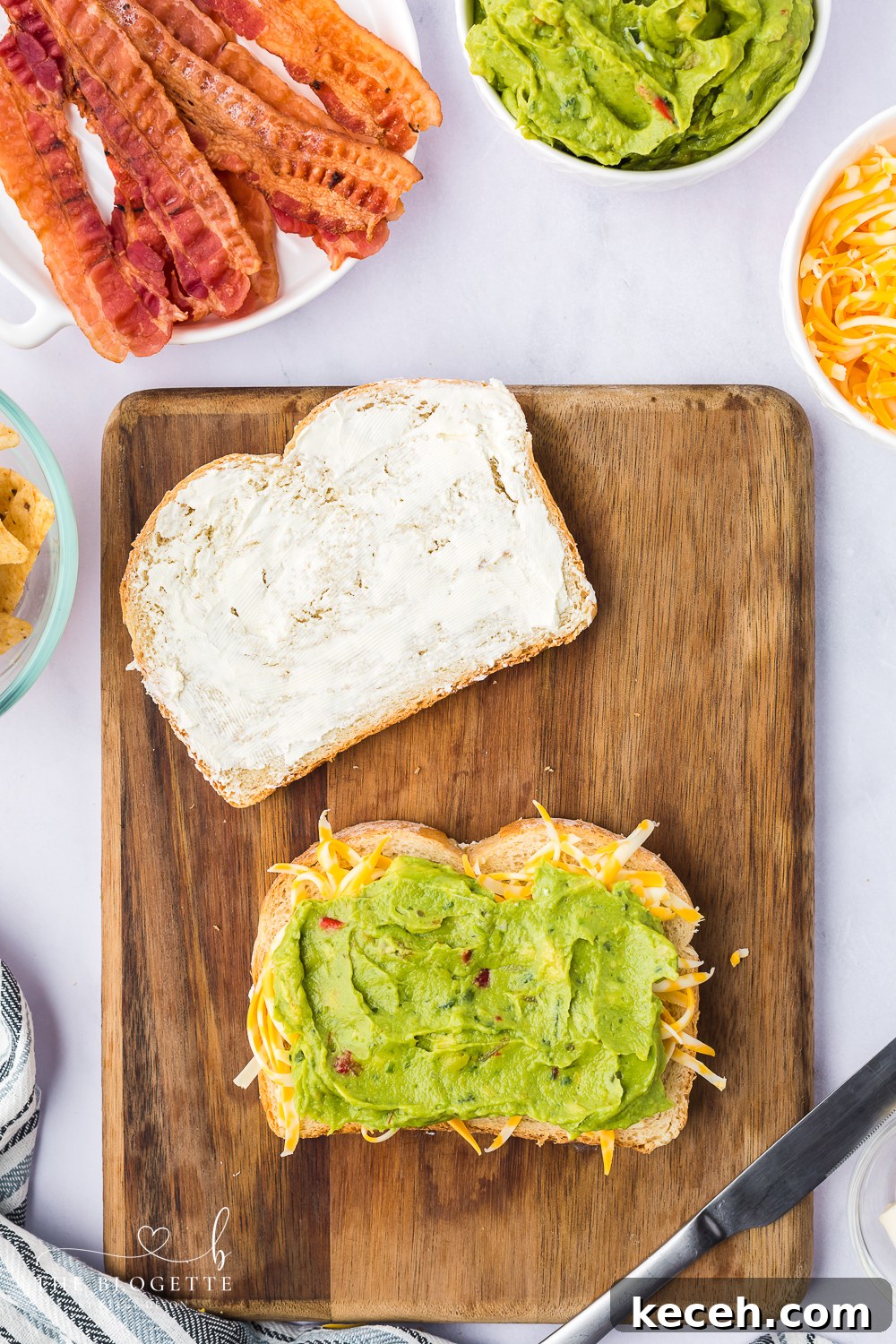 Add cheese and guacamole