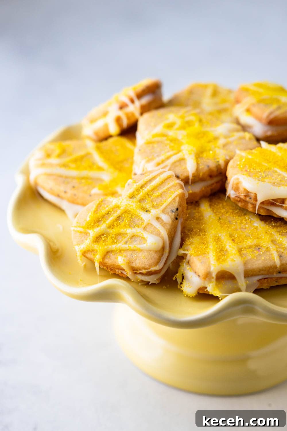 Lemon Poppy Seed Heart-Shaped Sandwich Cookies 13 Heart Shaped Valentine Cookies on a serving dish.