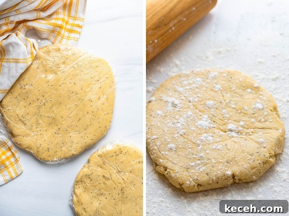 Lemon Poppy Seed Heart-Shaped Sandwich Cookies 6 rolling out the lemon poppyseed cookie dough.
