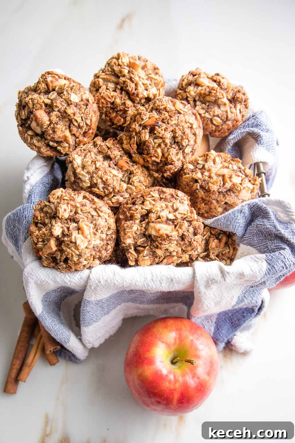 A basket of healthy apple muffins