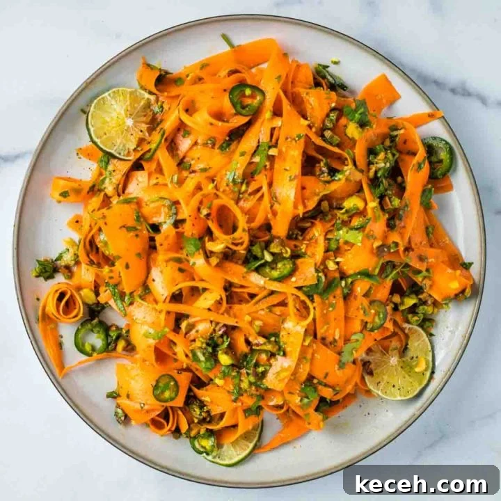 Rosh Hashanah 2026: Festive Recipes and Complete Menu Planner 18 Ribbons of carrots with jalapenos, parsley and pistachios.