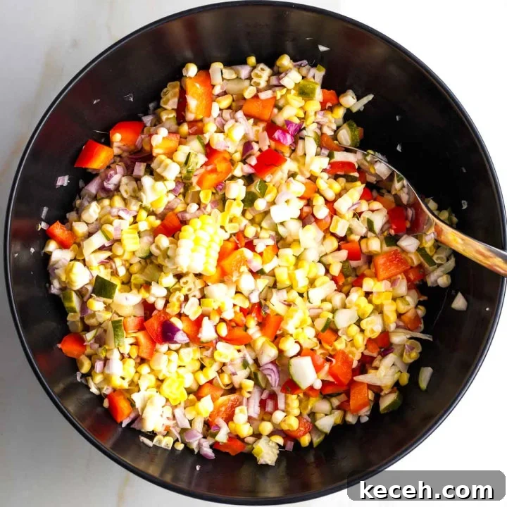 Rosh Hashanah 2026: Festive Recipes and Complete Menu Planner 22 Chopped pickles, red peppers and purple onions with corn.