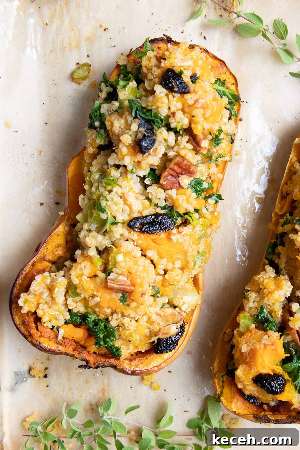 Rosh Hashanah 2026: Festive Recipes and Complete Menu Planner 31 Butternut squash half stuffed with quinoa, kale and pecans.