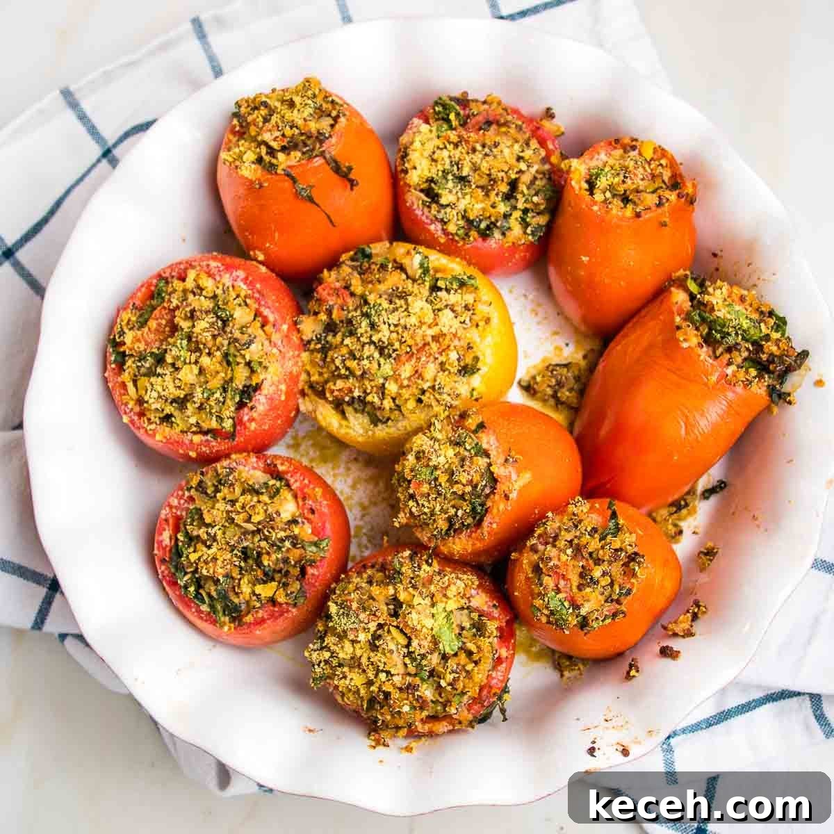 Rosh Hashanah 2026: Festive Recipes and Complete Menu Planner 32 Baked stuffed tomatoes in a round dish.