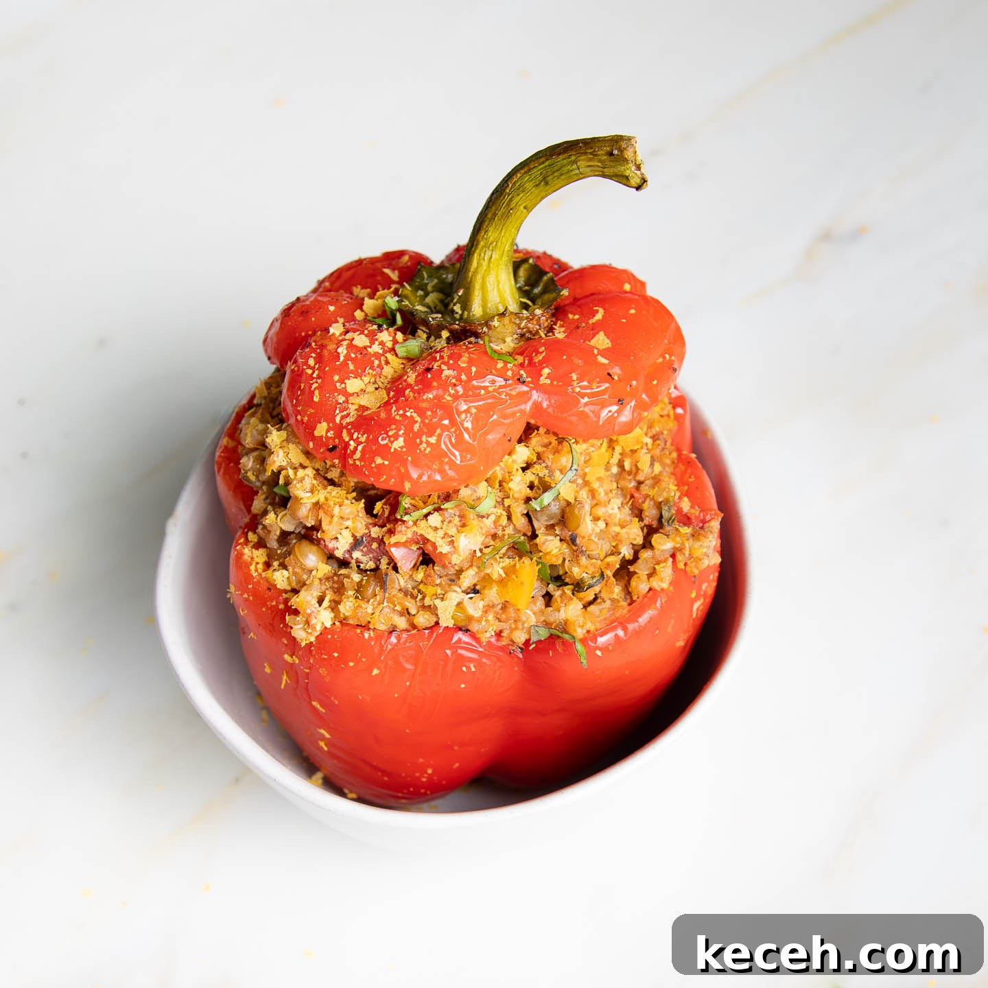 Rosh Hashanah 2026: Festive Recipes and Complete Menu Planner 33 Red bell pepper stuffed with quinoa and lentils.