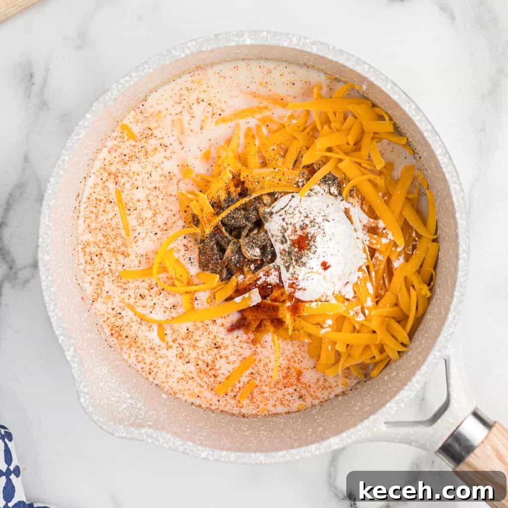 Creamy Cheese Sauce for Broccoli: Quick Recipe & Tips 5 adding cheese sauce ingredients to a sauce pan