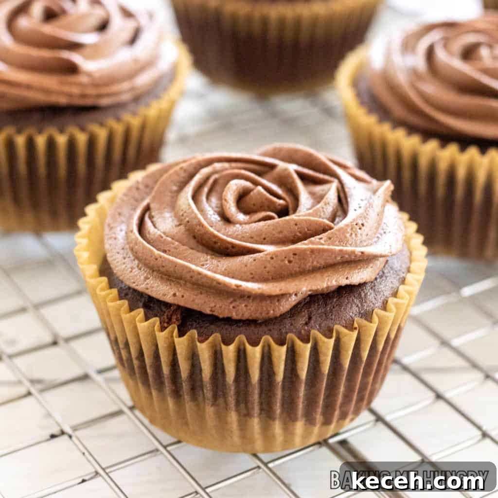 Rich Chocolate Frosting Recipe for Small Batches 2 small batch chocolate frosting shown on cupcakes