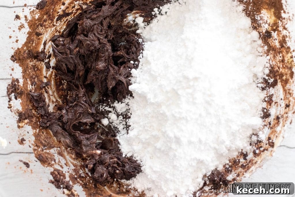 Rich Chocolate Frosting Recipe for Small Batches 6 powdered sugar added to bowl