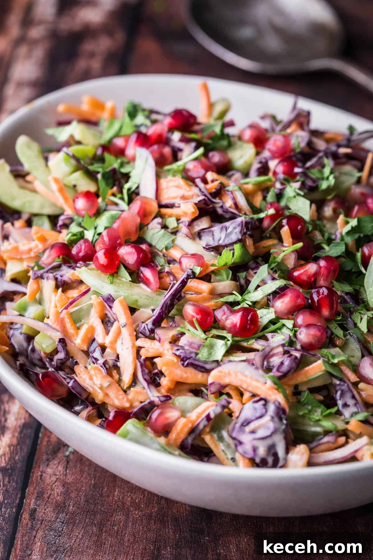 Festive Christmas Coleslaw Recipe for Holiday Gatherings 2 Christmas Coleslaw in a bowl.
