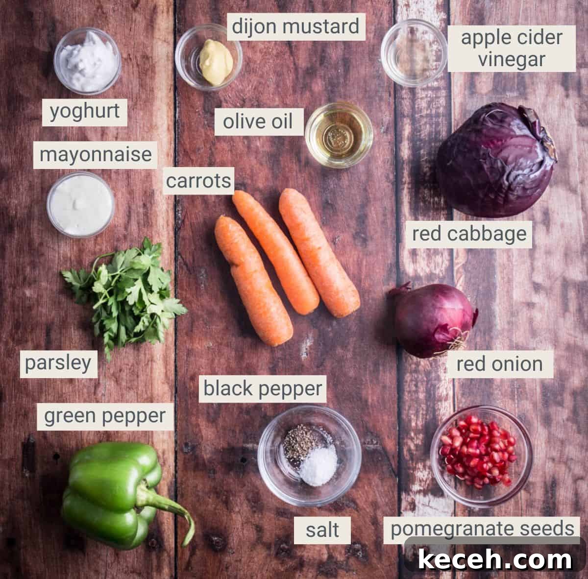 Festive Christmas Coleslaw Recipe for Holiday Gatherings 4 Christmas Coleslaw ingredients.