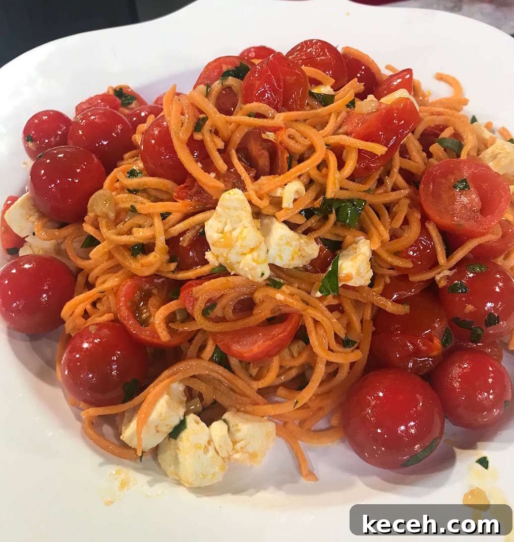 Sweet Potato Noodles Caprese Salad Sweet Potato Noodles Caprese Salad