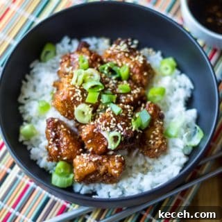 Sticky Chicken Rice Bowl is the perfect combination of tender rice and baked chicken bites covered in a thick sticky sauce and it is sure to be your new favorite sweet and spicy chicken recipe. A quick and easy Asian chicken recipe, this Sticy Chicken Rice Bowl is ready to serve up in just 30 minutes!