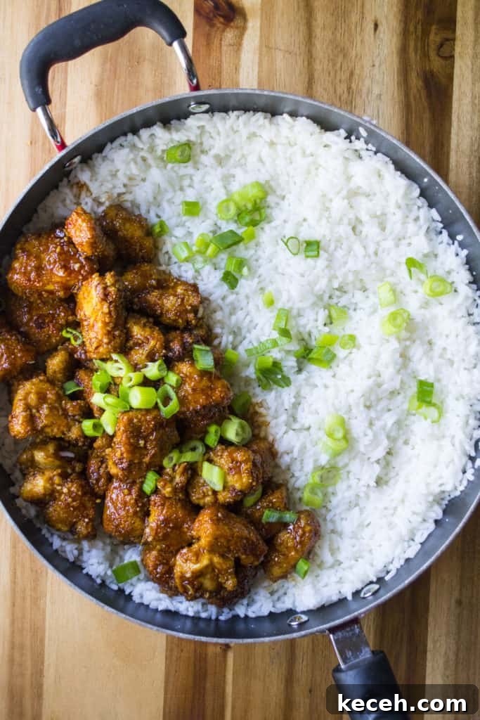 Sticky Chicken Rice Bowl is the perfect combination of tender rice and baked chicken bites covered in a thick sticky sauce and it is sure to be your new favorite sweet and spicy chicken recipe. A quick and easy Asian chicken recipe, this Sticky Chicken Rice Bowl is ready to serve up in just 30 minutes!