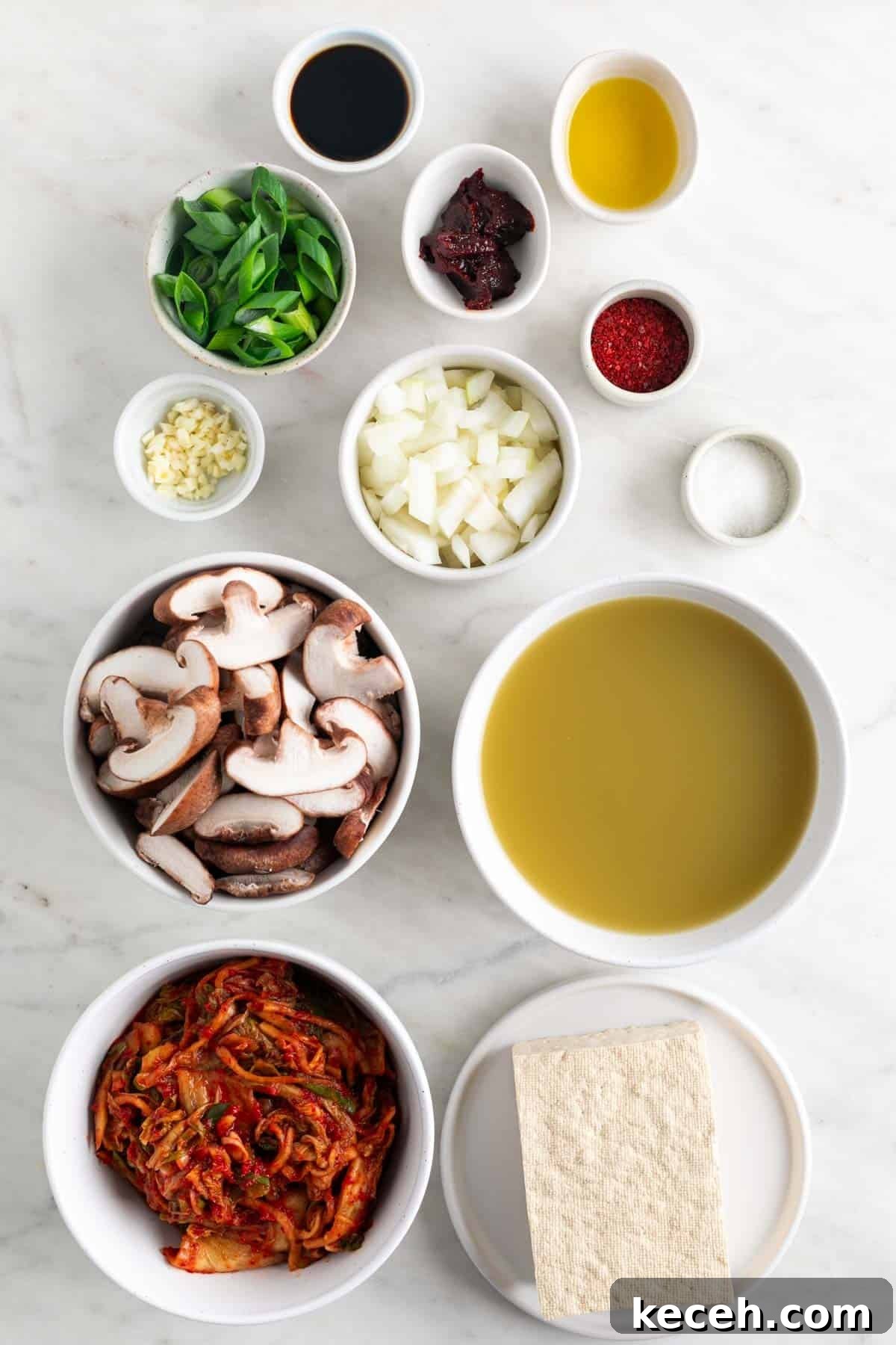 Vegan Kimchi Jjigae Recipe — Spicy Korean Kimchi Stew 3 Ingredients for making vegan kimchi stew.