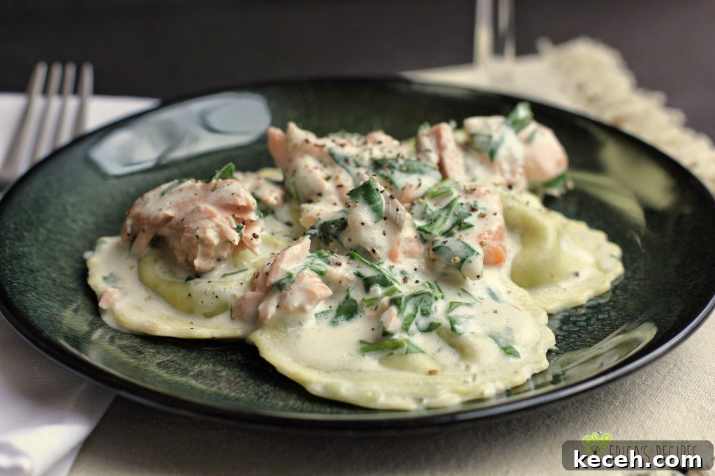Creamy Salmon and Spinach Ravioli with Boursin Sauce for Weeknights 2 Weeknight Ravioli with Spinach, Salmon, and Boursin Cheese Sauce
