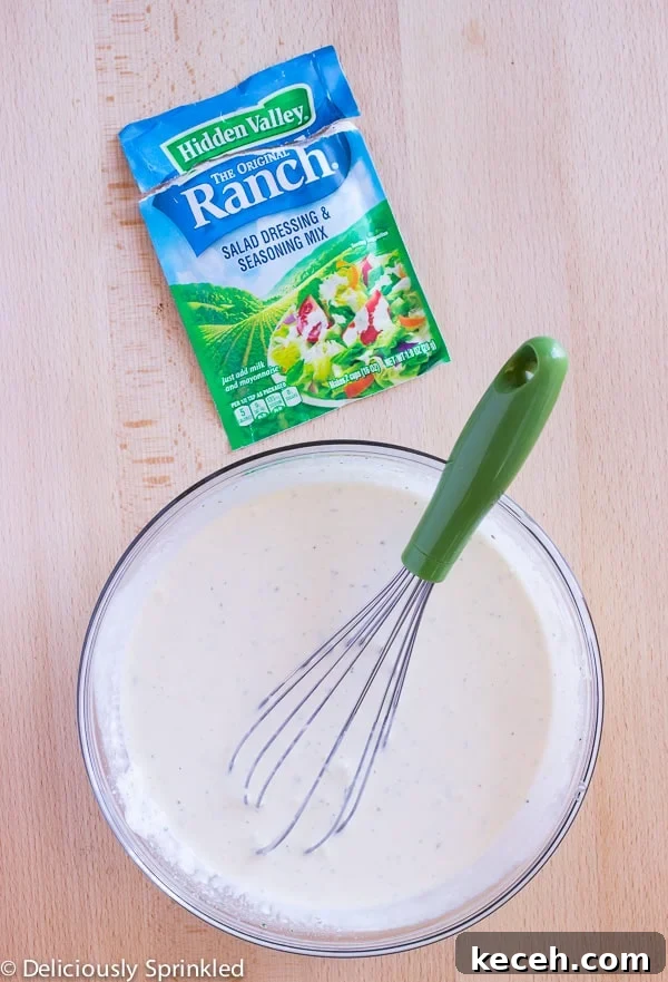 Creamy Bacon Ranch Potato Salad Recipe with Crispy Bacon Bits 4 hidden valley ranch potato salad