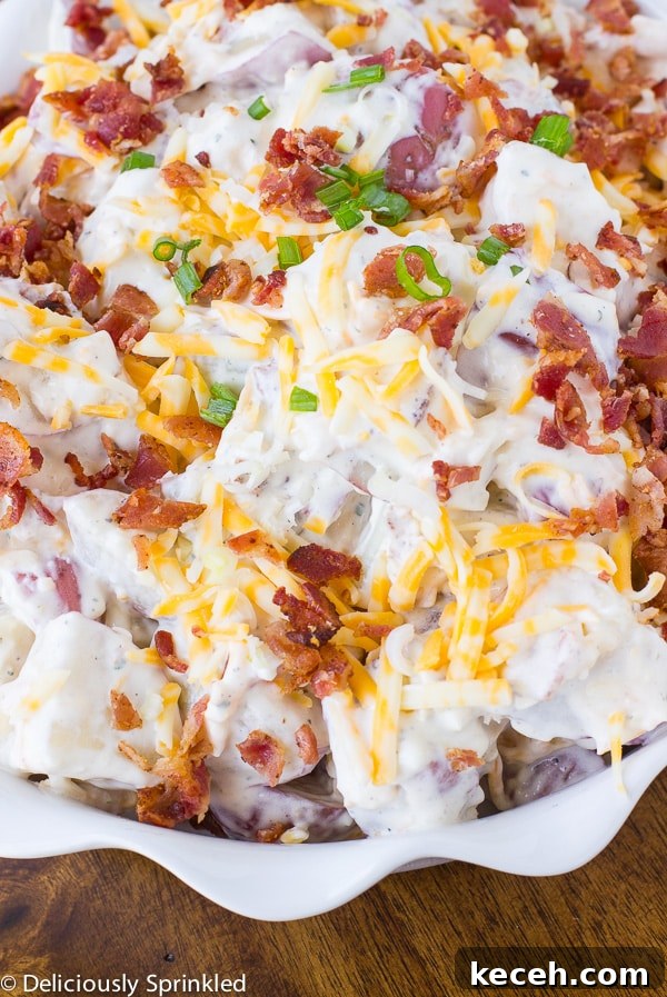Creamy Bacon Ranch Potato Salad Recipe with Crispy Bacon Bits 5 easy potato salad