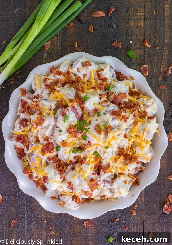 Creamy Bacon Ranch Potato Salad Recipe with Crispy Bacon Bits 8 best bacon ranch potato salad recipe