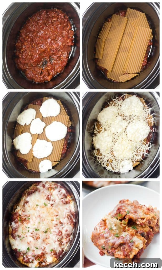 Slow-Cooker Vegetable Lasagna: Cheesy, Comforting Make-Ahead Meal 4 This healthy slow-cooker veggie lasagna only takes about 15 minutes to prep & then you'll come back to find layers of warm, cheesy noodles waiting for you!