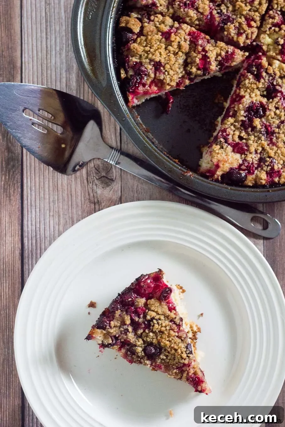 Cranberry Crumb Cake Recipe with Tangy Streusel Topping 2 Cranberry crumb cake combines an orange-flavored cake, sugared cranberries and crumb topping for a delicious holiday breakfast or dessert.