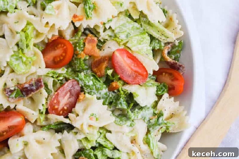 Fresh Summer Dinner Ideas: Light, Flavorful Recipes for Warm Nights 16 closeup of the BLT Pasta Salad.