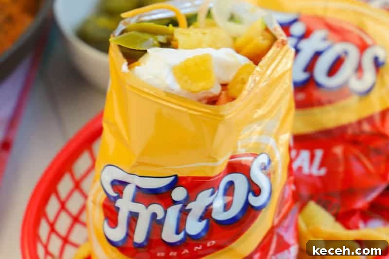 Fresh Summer Dinner Ideas: Light, Flavorful Recipes for Warm Nights 19 closeup of the Walking Tacos in a Fritos bag.