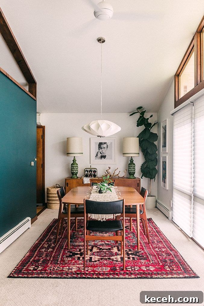 31 Mid-Century Dining Room Ideas to Redefine Your Space 19 Set Up a Dark Wall mid century modern dining room