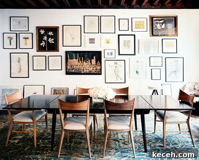 31 Mid-Century Dining Room Ideas to Redefine Your Space 20 Set Up a Personalised Gallery Wall