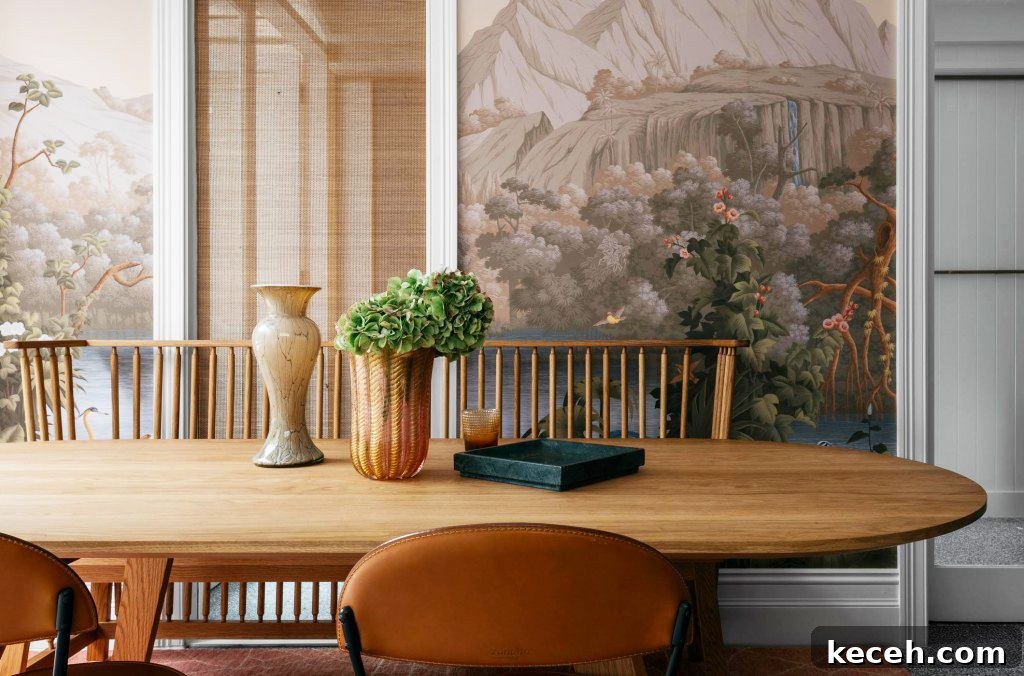 31 Mid-Century Dining Room Ideas to Redefine Your Space 8 Brighten It Up With a Wallpaper mid century modern dining room