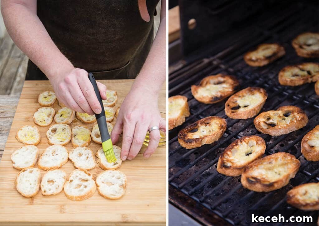 Grilled Baked Brie with Wine-Infused Glaze 6 Instructions on how to toast baguette slices on the grill
