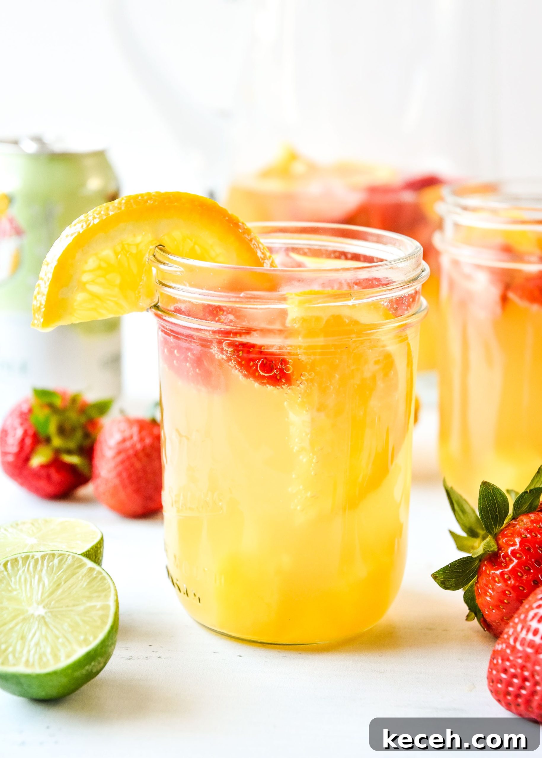 Refreshing White Wine Sangria Recipe for Summer Gatherings 6 Mason jars with summer white wine sangria