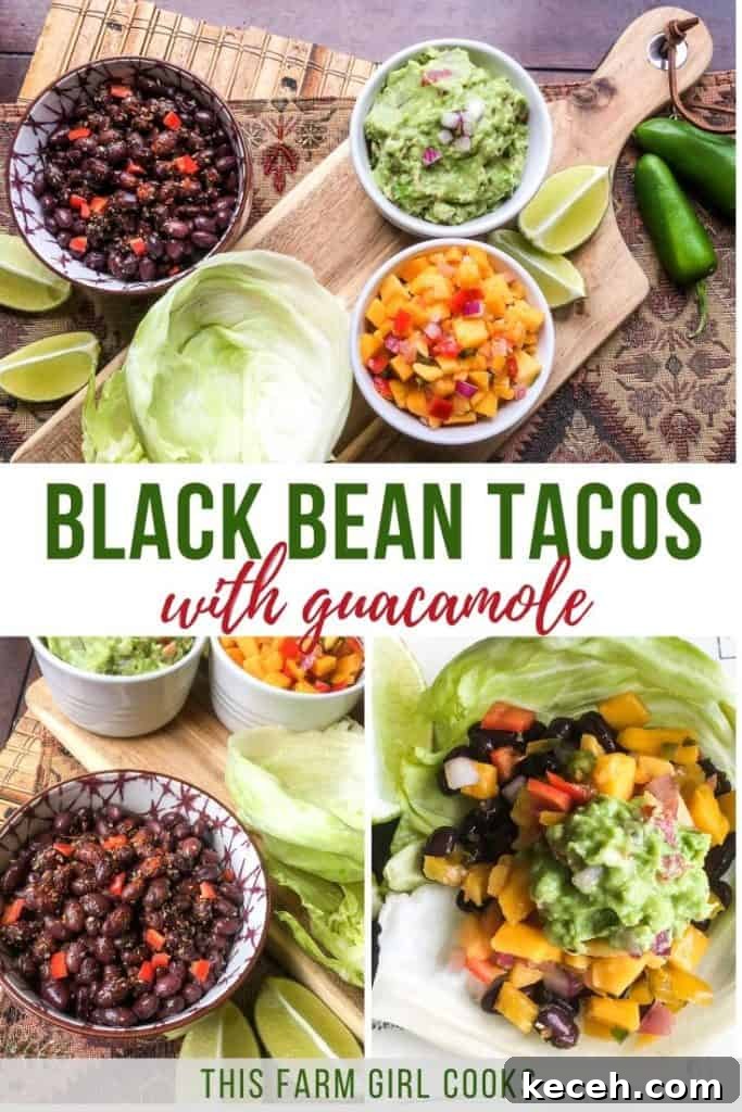 Black Bean Tacos with Fresh Homemade Guacamole Recipe 5 Black bean tacos with guacamole.