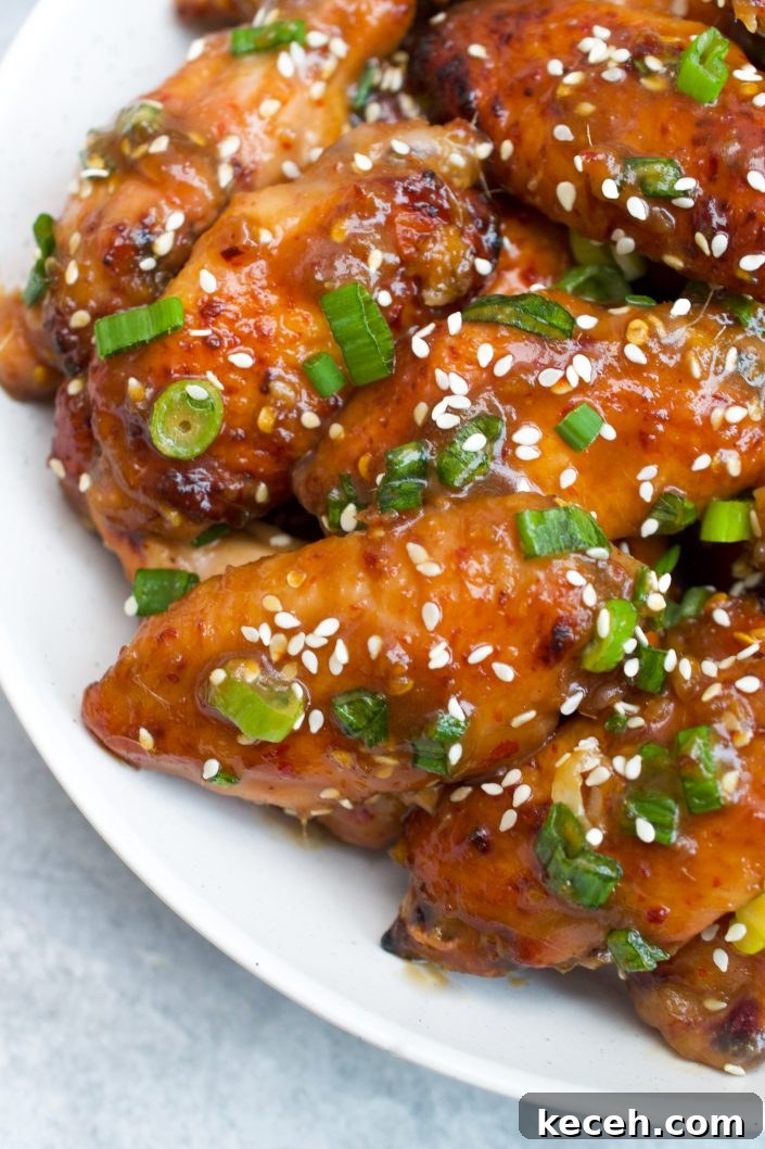 Sticky Asian-Style Chicken Wings with Sweet Soy Glaze 4 Close up of sticky wings